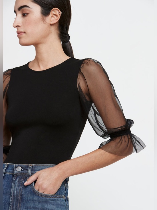 Marcella NYC Bellerose Bodysuit Sustainable European Jersey Mesh Medium - Picture 4 of 15